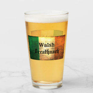 Nom de famille Walsh sur verre drapeau irlandais