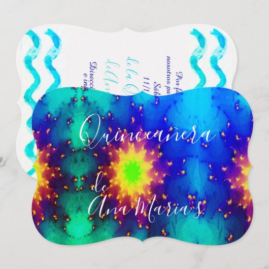 Nom de galaxie Invitation tie-dye Supernova Sunbur (Devant / Derrière)