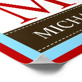 Nom de Hibou Marron Impression 8x10 (Bordure Rouge (Coin)