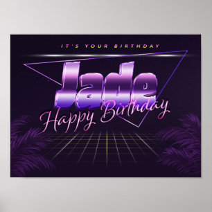 Nom de Jade Prénom lila affiche rétro anniversaire