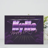 Nom de Kylie Prénom lila retro Carte Anniversaire (Debout devant)