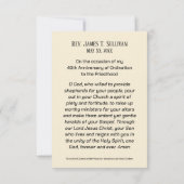 Nom de la carte de prière 40e anniversaire de l'or (Dos)