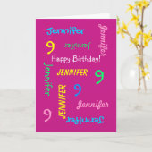 Nom de la carte de voeux personnalisée, 9e anniver (Fleur jaune)