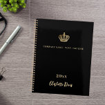 Nom de la couronne d'or noir entreprise<br><div class="desc">Un arrière - plan noir élégant et classique. Personnalisez et ajoutez votre nom commercial, votre année et votre nom personnel. Lettres d'or. Si vous le souhaitez sans texte, utilisez votre touche back-space pour supprimer. Décoré d'une fausse couronne d'or. La couronne et le texte à la fois sur l'avant et sur...</div>