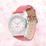 Nom de la fille personnalisée Parties scintillant<br><div class="desc">Fille personnalisée Nom Parties scintillant rouge bracelet enfant montre</div>