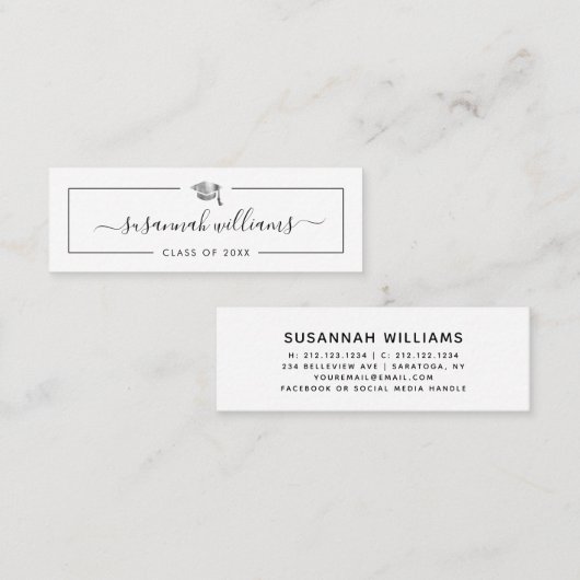 Nom de la graduation Carte Script moderne Casquett (Devant / Derrière)