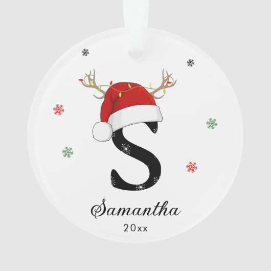 Nom de la lettre Santa Hat | Monogramme | Initiale (dos)