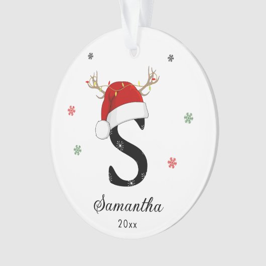 Nom de la lettre Santa Hat | Monogramme | Initiale (devant)