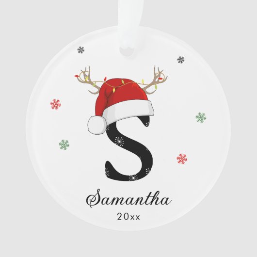 Nom de la lettre Santa Hat | Monogramme | Initiale (devant)