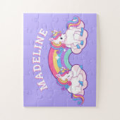 Nom de la licorne arc-en-ciel magique Puzzle viole (Vertical)