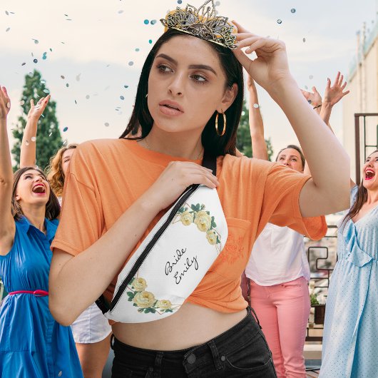 Nom de la mariée Jaune Floral Élégant Parties scin