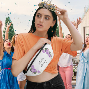 Nom de la mariée Purple Floral Elegant Gold Partie