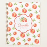 Nom de la pêche illustrée personnalisée<br><div class="desc">Aquarelle Peach Personnalisé Nom Planner. Objets correspondants dans notre magasin Cava Party Design</div>