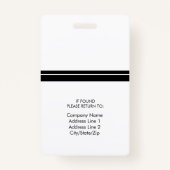 Nom de la photo Badge d'ID employé | Blanc noir (Dos)