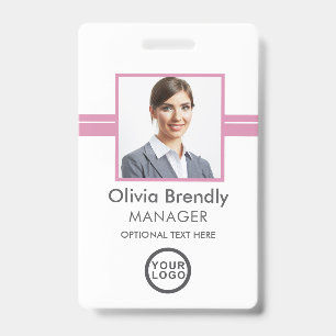 Nom de la photo Badge d'ID employé   Blanc rose