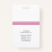 Nom de la photo Badge d'ID employé | Blanc rose (Dos)