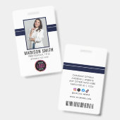 Nom de la photo Badge d'ID employé | Marine White (Recto et verso)