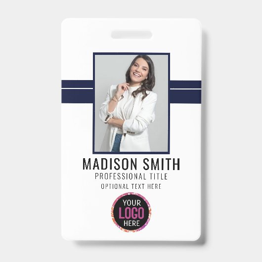 Nom de la photo Badge d'ID employé | Marine White (Face)