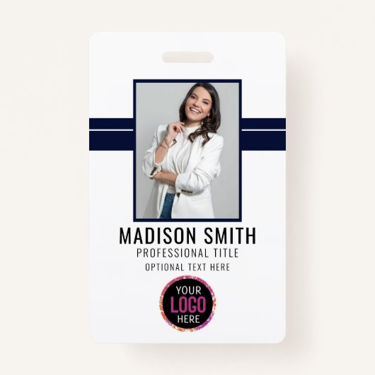 Nom de la photo Badge d'ID employé | Marine White (Devant)
