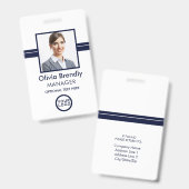 Nom de la photo Badge d'ID employé | Marine White (Recto et verso)