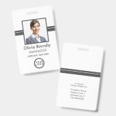 Nom de la photo Badge d'identification de l'employ (Avant & arrière)