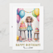 *NOM DE LA PHOTO Carte d'anniversaire fille - gâte (Devant / Derrière)