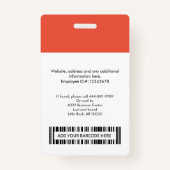 Nom de la photo de l'employé Badge Code-barres per (Dos)