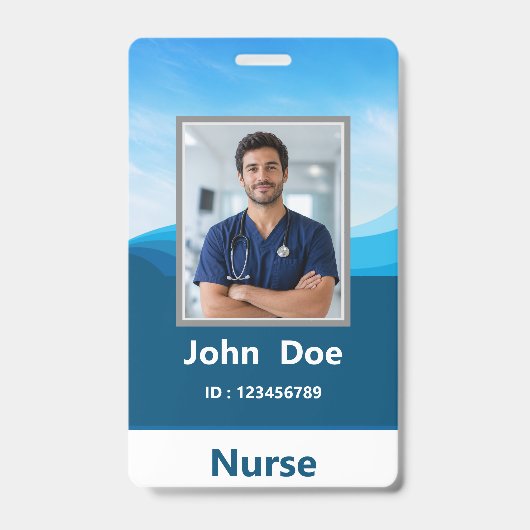Nom de la photo de l'employé Badge d'infirmière ID (Avant)