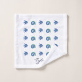 Nom de la plage de la coquille bleue et blanche (Gant de toilette)