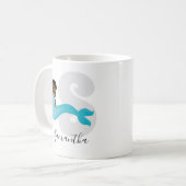 Nom de la sirène bleue Monogramme Café Mug (Devant gauche)