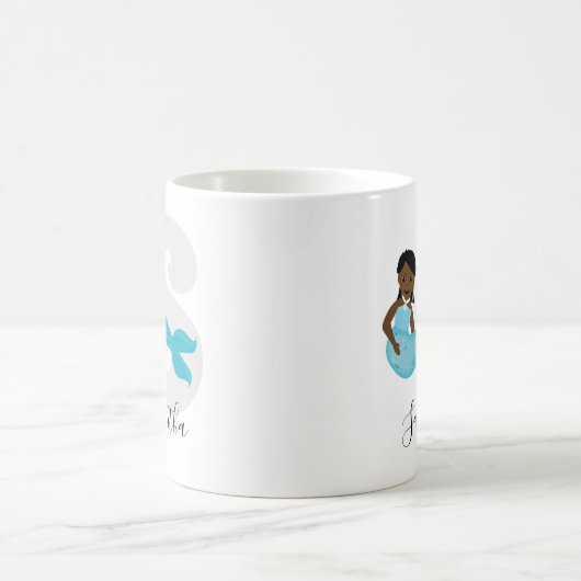 Nom de la sirène bleue Monogramme Café Mug (Centre)