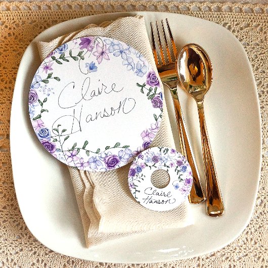 Nom de la table Mariage Floral Violet bleu Carte P