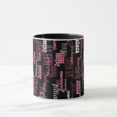 Nom de la typographie de fille, rose sur mug noir  (Centre)