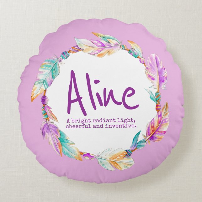 Nom de l'aquarelle de plume signifiant coussin ron (Devant)