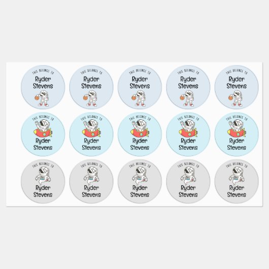 Nom de l'astronaute étanche Étiquettes (Feuille)