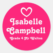 Nom de l'école de l'échelle autocollant d'ID coeur (Devant)