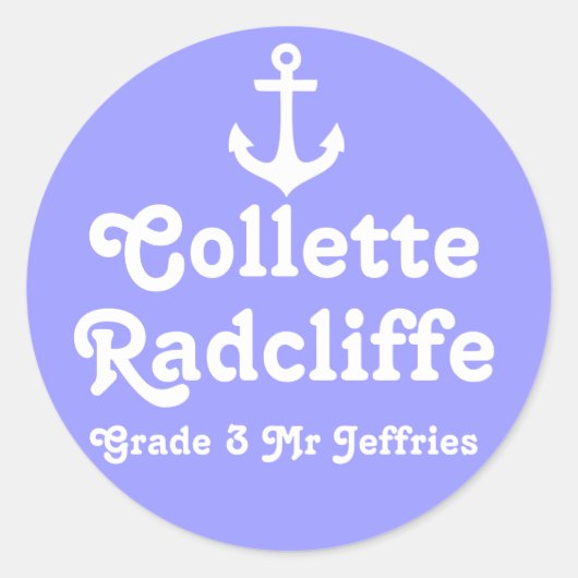 Nom de l'école de l'élève ancre id autocollant (Devant)