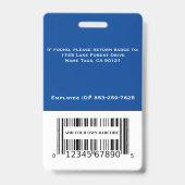 Nom de l'employé Balises d'identification Badges B (Dos)