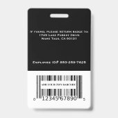 Nom de l'employé Balises d'identification Badges B (Arrière)