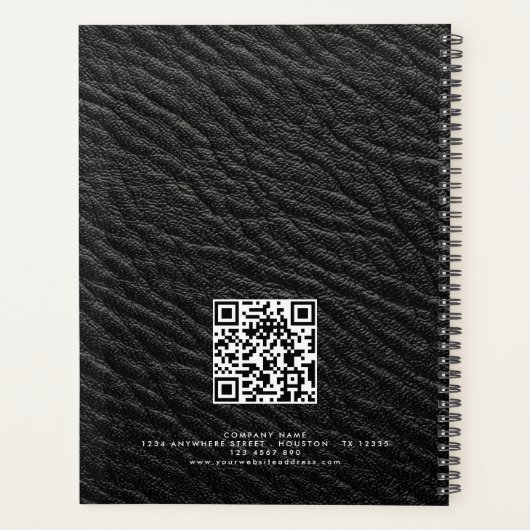 Nom de l'employé Logo QR Black Faux Leather (Dos)