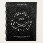 Nom de l'employé Logo QR Black Faux Leather (Devant)