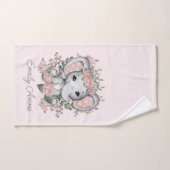 Nom de l'enfant Eléphant rose rose floral (Serviette à main)