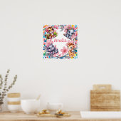 Nom de l'enfant et affiche de la nurserie d'animau (Cuisine)