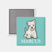 Nom de l'enfant Westie chiot frigo aimant (Recto/Verso)