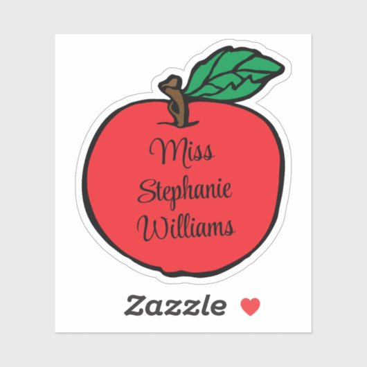 Nom de l'enseignant d'Apple Whimsical Sticker déco (Feuille)