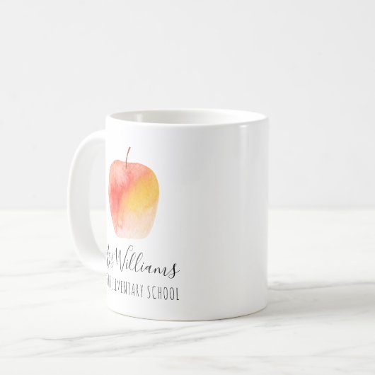 Nom de l'enseignant École Aquarelle Pomme Café Mug (Devant gauche)