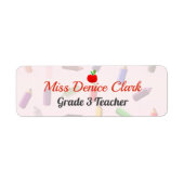 Nom de l'enseignant et Étiquette rose de classe (Devant)