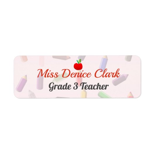 Nom de l'enseignant et Étiquette rose de classe (Devant)