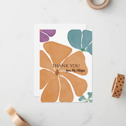 Nom de l'enseignant moderne Merci Cartes (Devant/Arrière en situation)