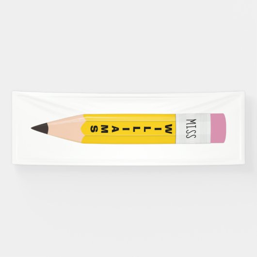 Nom de l'enseignant Pencil Bannière de classe (Horizontal)